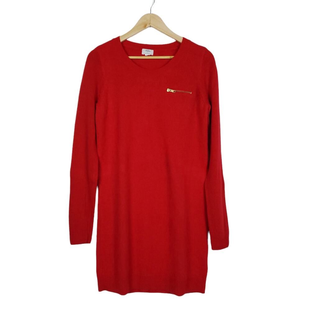 Wallace Womens Sweater Dress Large Red Cashmere Rabbit Hair Long Sleeve Designer